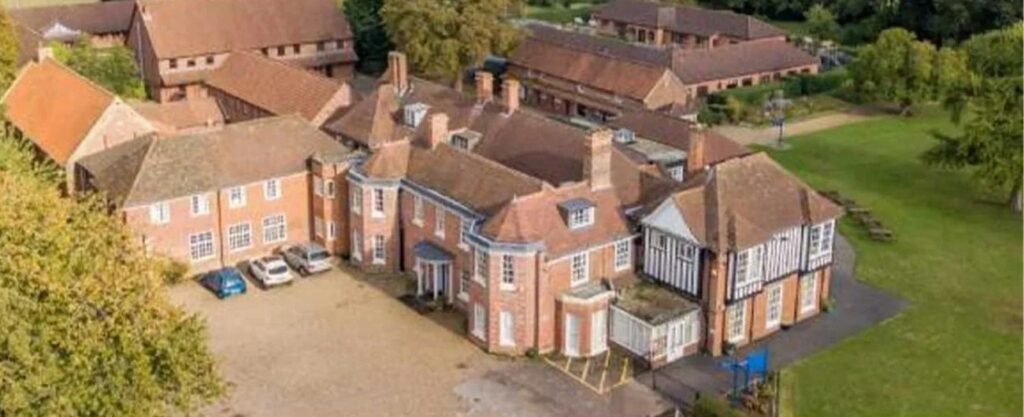 Aerial view of the Old Hall buildings and grounds at Hethersett